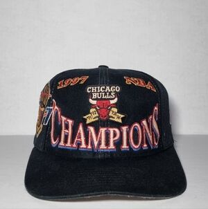 Vintage 90s Chicago Bulls Champions Hat Cap Snapback NBA 🔥